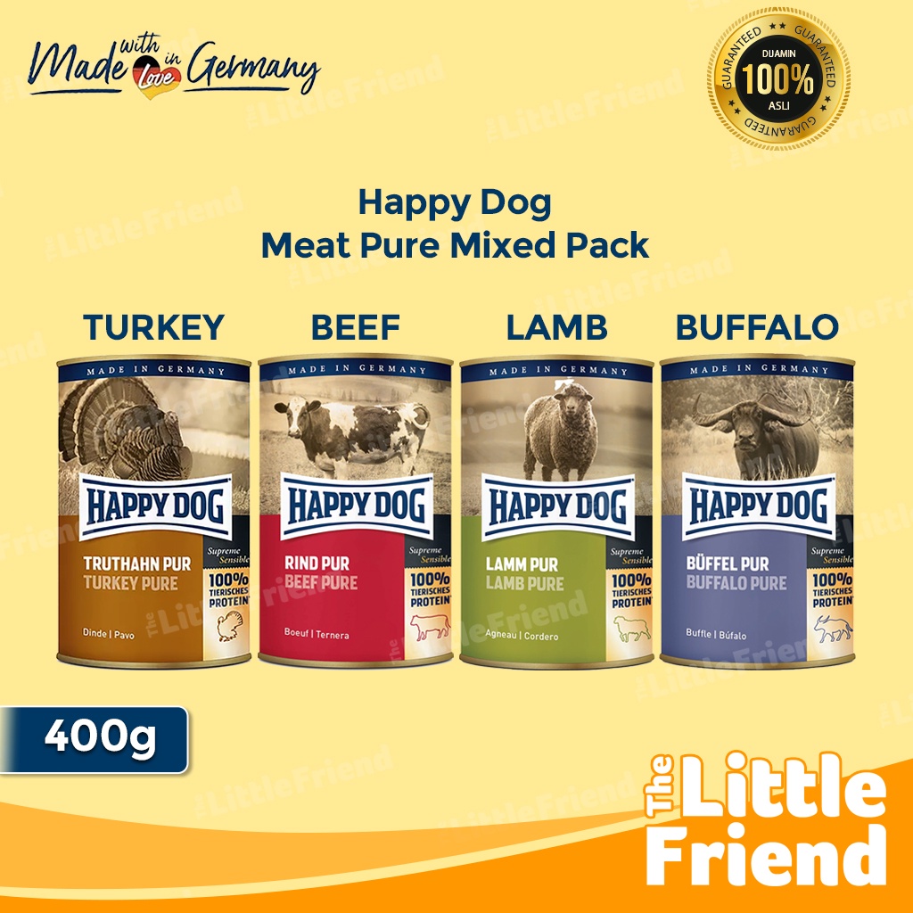 Makanan Kaleng Basah Anjing Happy Dog Pure Meat Daging Asli 400 Gram