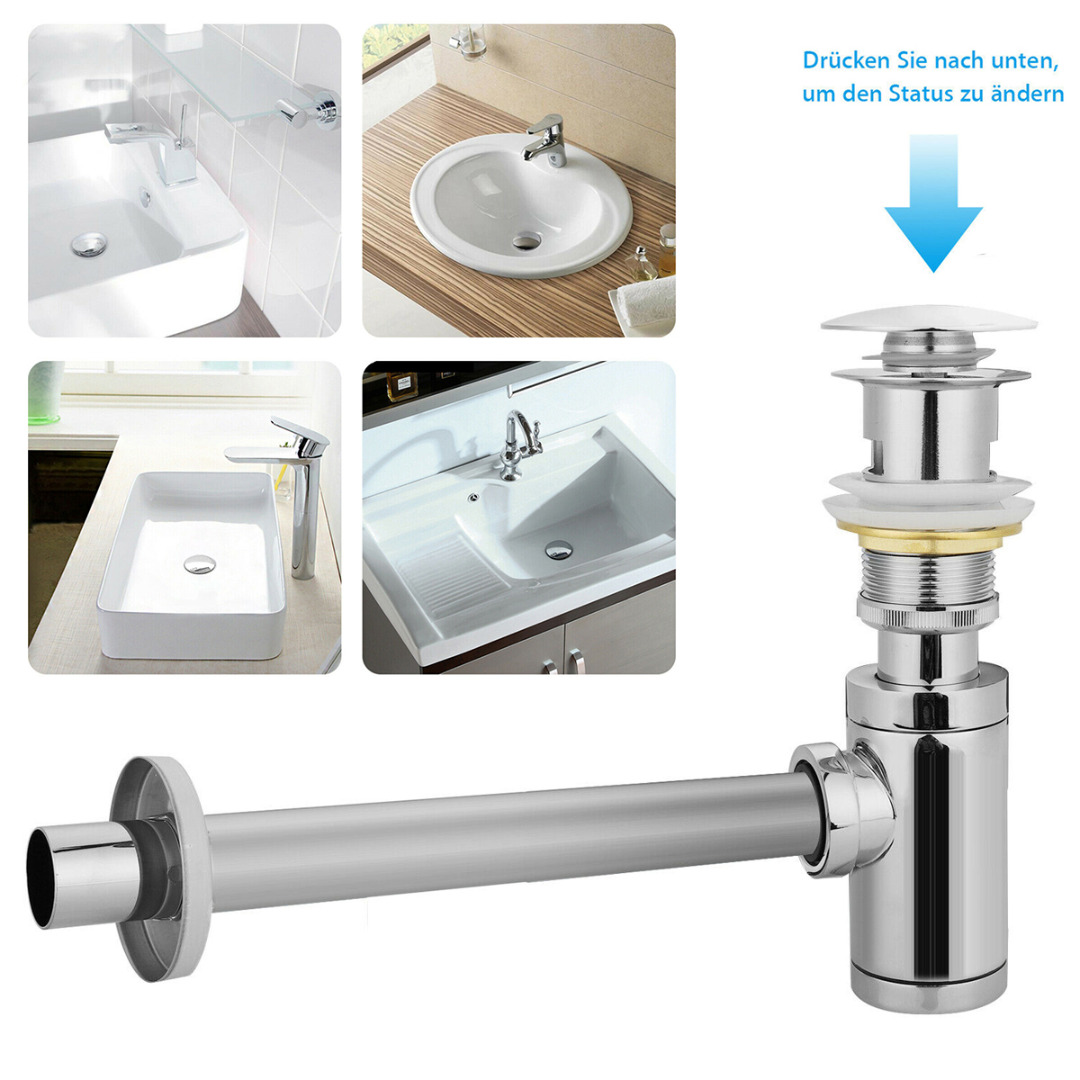 Siphon Push Up Drain Valve Kit With Overflow Sink For Bathroom Faucet Sink Wecynthia Shopee Indonesia