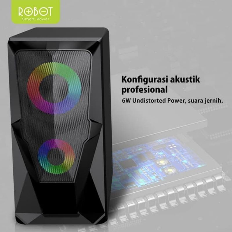 Speaker aktif/Speaker gaming PC/Laptop Robot RS200 3.5mm aux with 2 channel