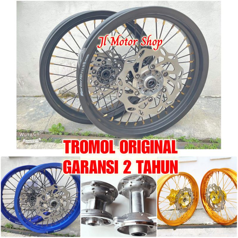 Sepaket Velg SuperMoto Super Moto KLX 150 Lebar 300 350 Set Depan Belakang Free Cakram