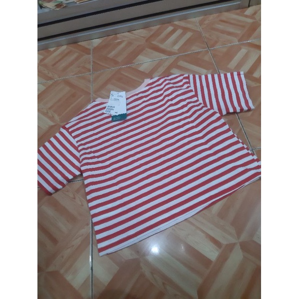 Kaos Basic H&amp;M  salur merah putih