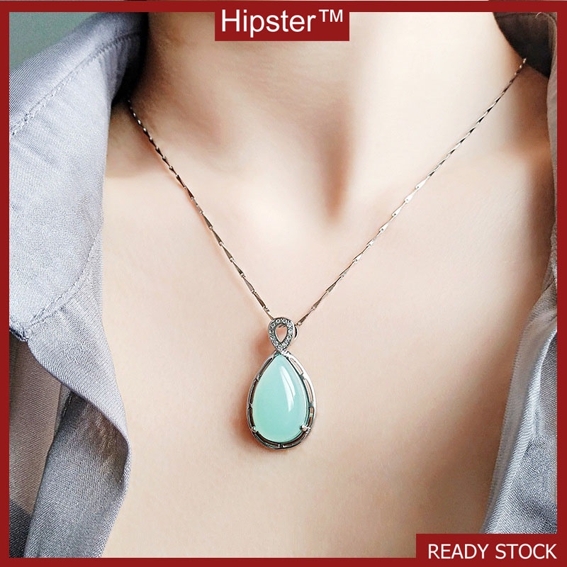 Hot Sale Classic Fashion Emerald Gemstone Pendant Retro Personality Diamond-Studded Necklace