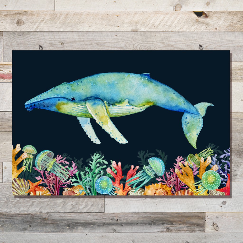 Pajangan Interior Rumah Poster Kayu Species Paus Bungkuk Hiasan