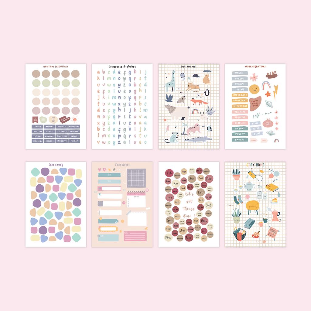 

Sticker Bujo Journaling Kiss Cut Cartoon Dot Poster Dinding Tumblr Wall Stiker Deco Buku Morandi