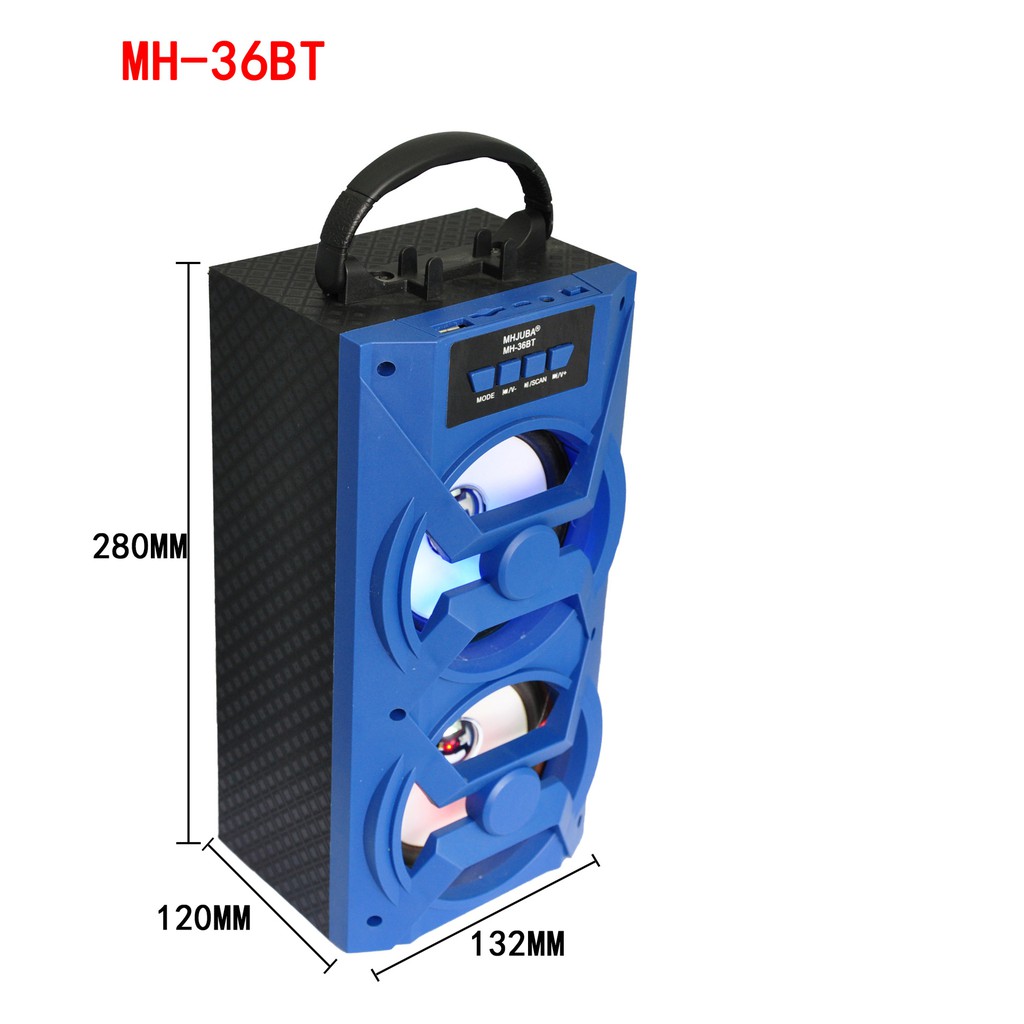 KISONLI - Speaker Bluetooth Dual Bass MH-38bt Radio, USB, Micro SD tanpa mic-1