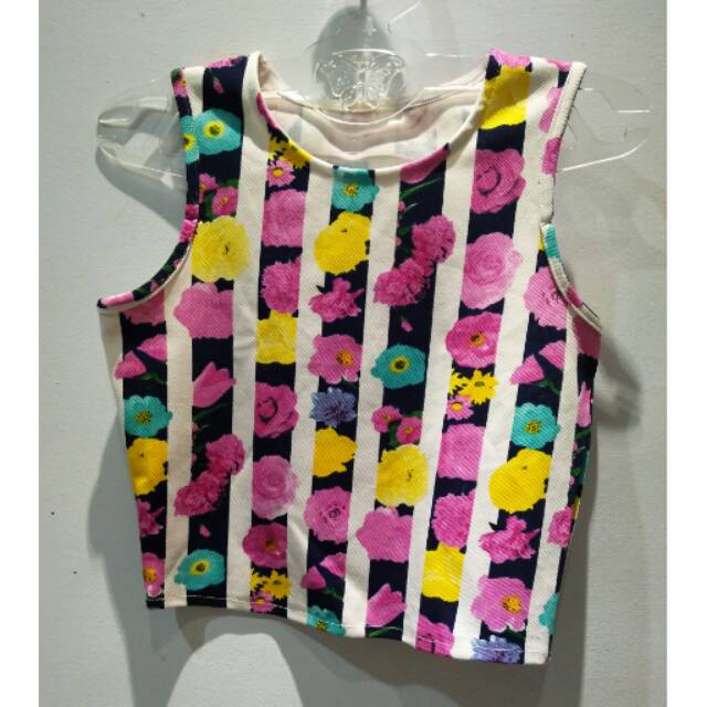 Blus wanita motif bunga / crop top / tank top bunga / flower tank top / tank crop top