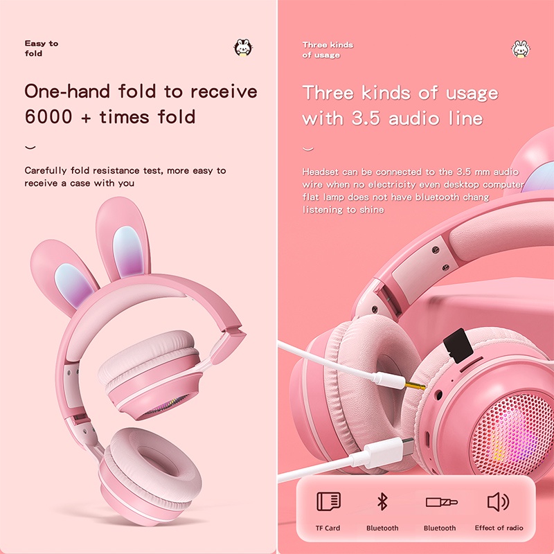 Gaming Bluetooth Headphone TWS Deep Bass Wireless Headphone with Built-in Mic Soft Earmuff RGB LED Lights FM Headset Music Stereo Headphones for PS5/ PS4/ PC