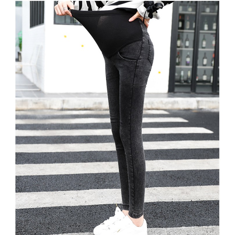 Hyren.id P28 Celana Panjang Hamil Soft Jeans Import Denim Fashion Long Pants Murah Hitam Biru