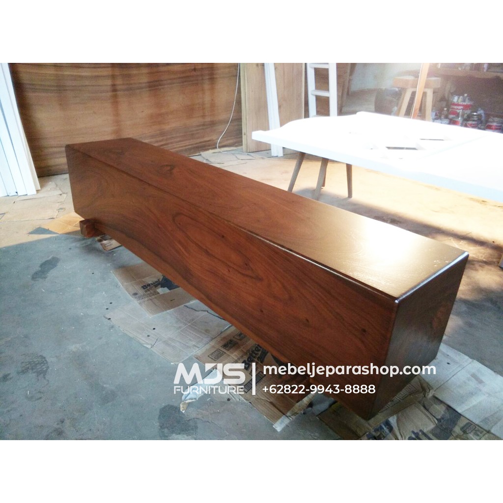 Bangku balok kayu trembesi solid utuh