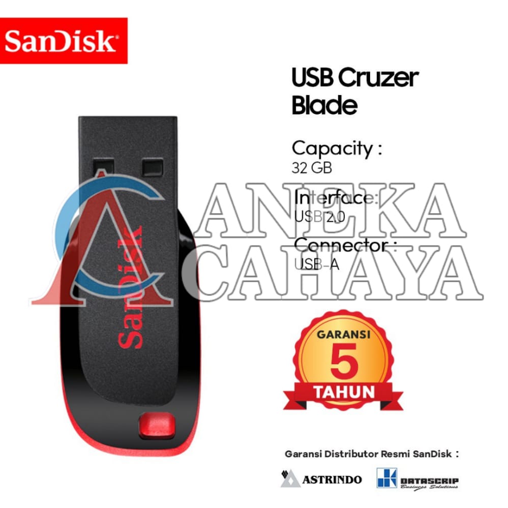 Flashdisk SanDisk 32GB USB 2.0 Cruzer Blade CZ50 - Garansi Resmi 5 Tahun