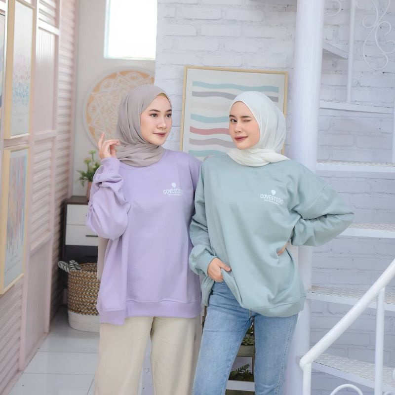 Sweater Basic Oblong Oversize Covestudo | Sweater Oversize Wanita Korean Style | Sweatshirt Ootd