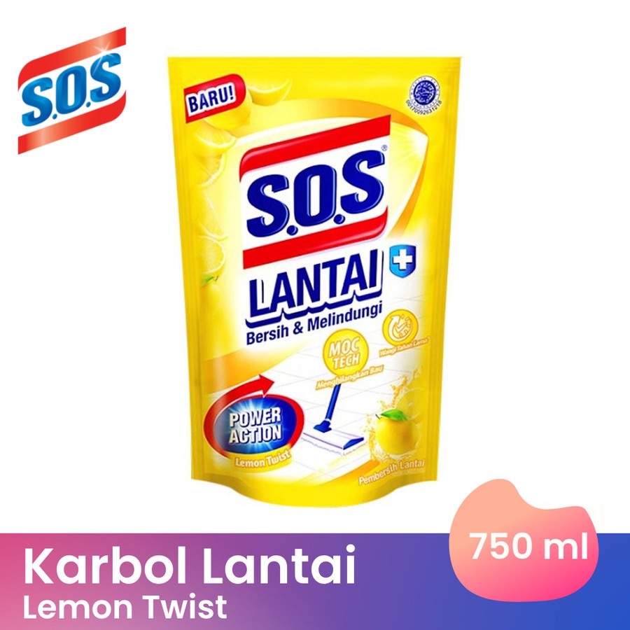 SOS KARBOL PEMBERSIH LANTAI VARIAN LEMON TWIST REFILL 750ML