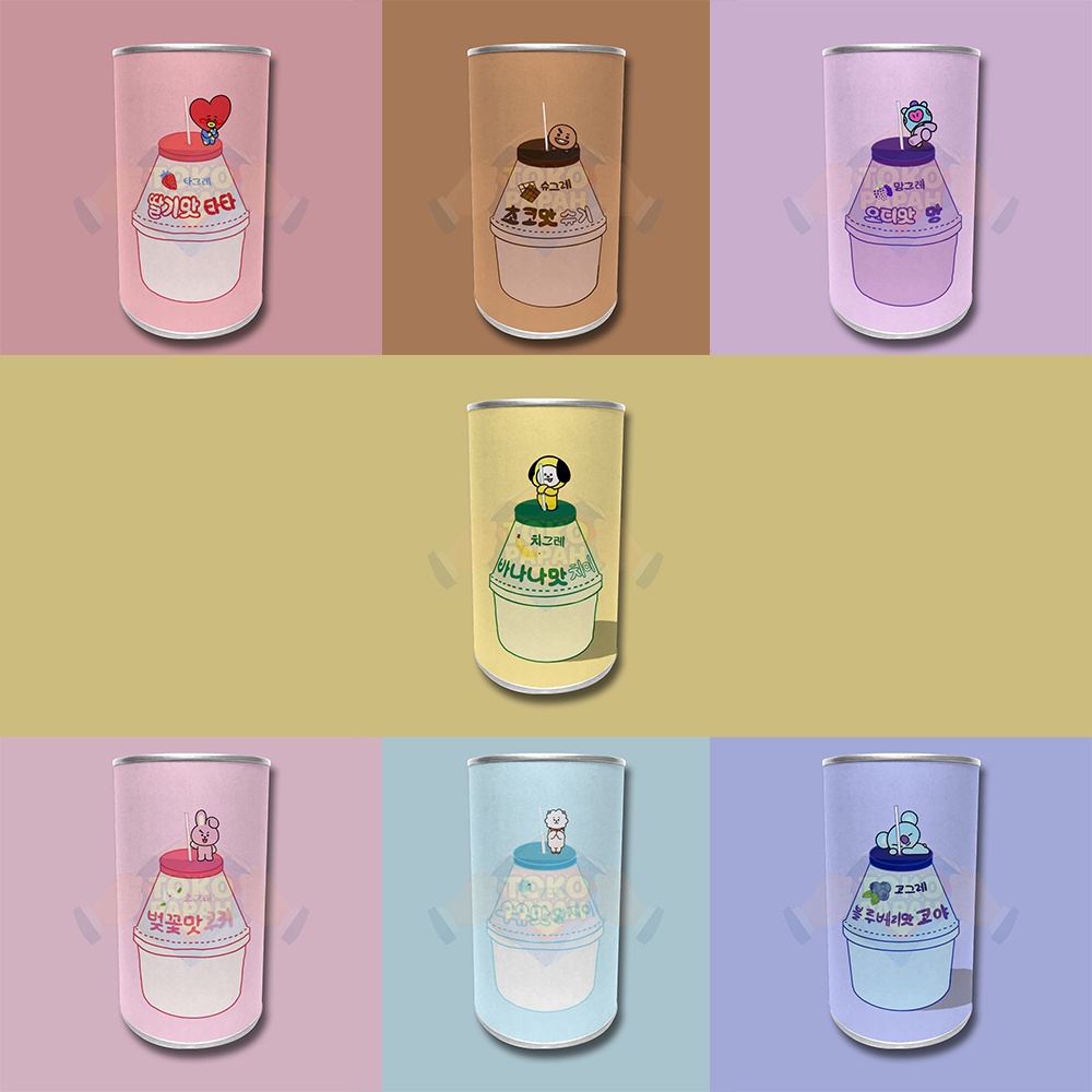 Celengan Kaleng Korean BTS Karakter Unik Souvenir Kado Buka Tutup Murah - BT21 Banana Milk