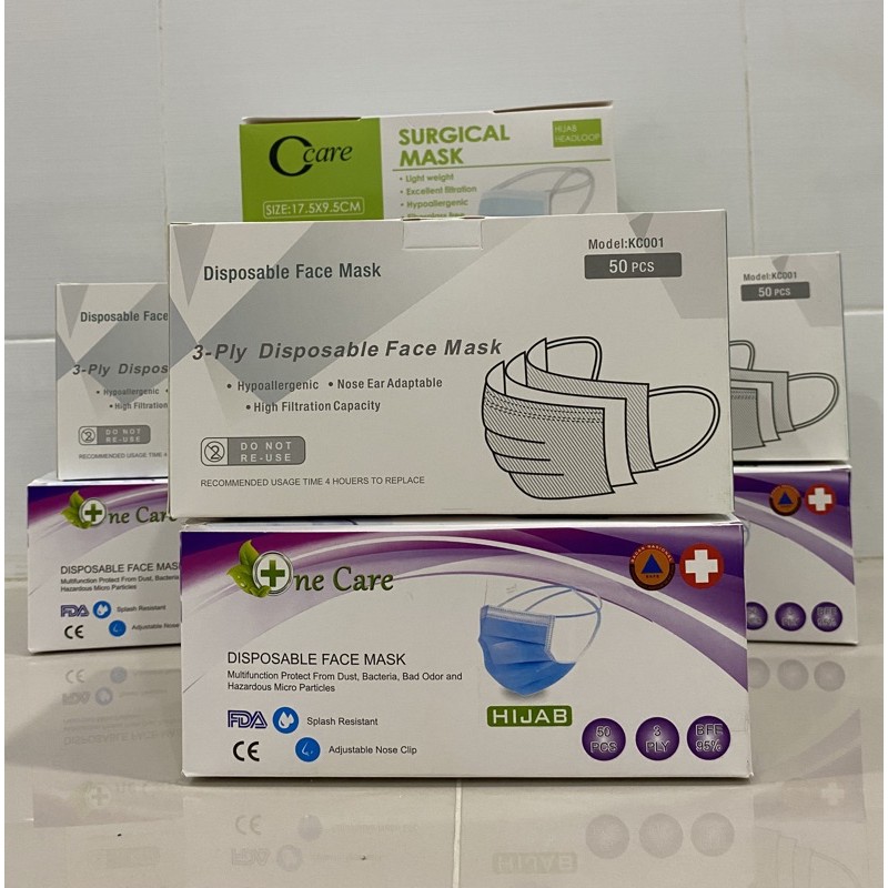 Jual MASKER HIJAB 3PLY 3 PLY ISI 50 pcs SURGICAL MASK HIJAB HEADLOOP