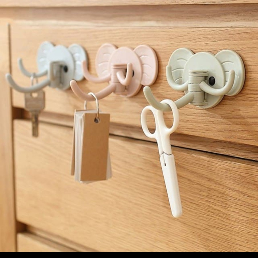 Hanger gajah 3 in 1 / hook gantungan dinding serbaguna / hiasan interior rumah / gantungan dinding