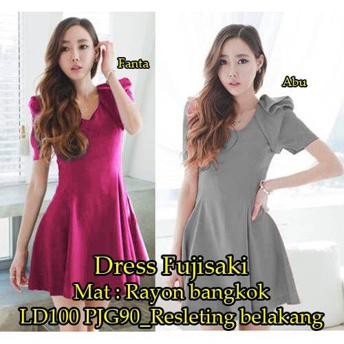 Dijual Dress Fujisaki SW  dress wanita rayon bangkok warna pink fanta Berkualitas