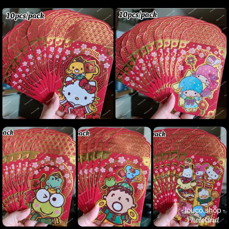 

Angpao Imlek CNY Sincia Lebaran Isi 10 Pcs Sanrio Karakter Hello Kitty, Little Twin Stars, Keroppi, Minna No Tabo