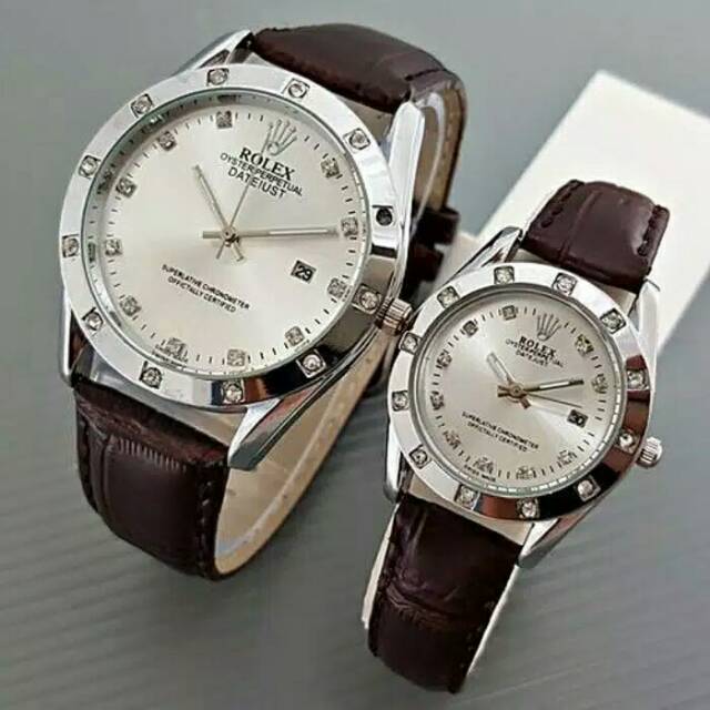 Jam tangan couple ROLEX kulit