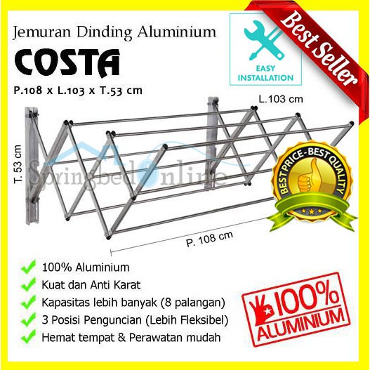 Jemuran Dinding Aluminium Besar Costa