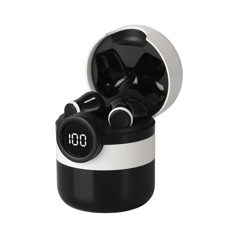 GROTIC Mi22 Headset Bluetooth Earphone TWS Karakter Earbuds True Wireless Stereo Touch Sensor LED Display-Hitam