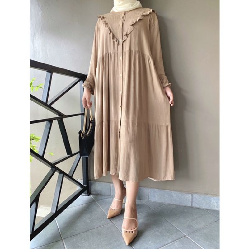 Freya midi dress / midi dress bahan crinkle / midi dress korea