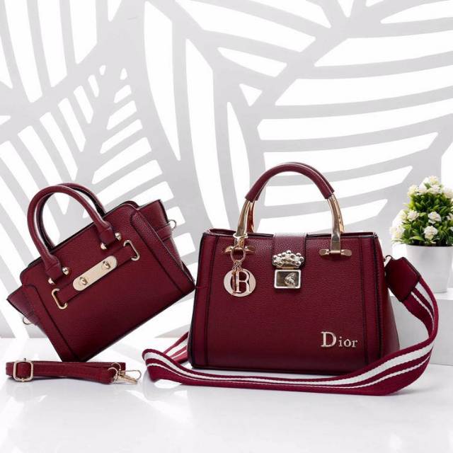 Tas wanita dior safiano set swagger mini set 2 in 1 import good quality