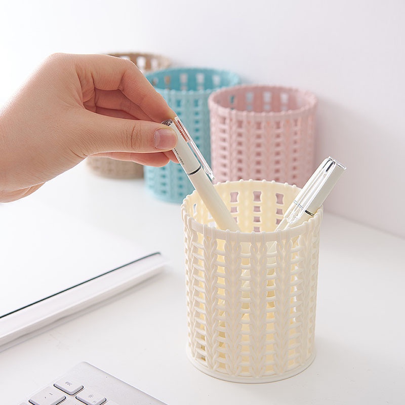 1pc Mini Desktop Hollow Trash Can/Stationery Organizer Holder for Kitchen， Living Room， Bedroom