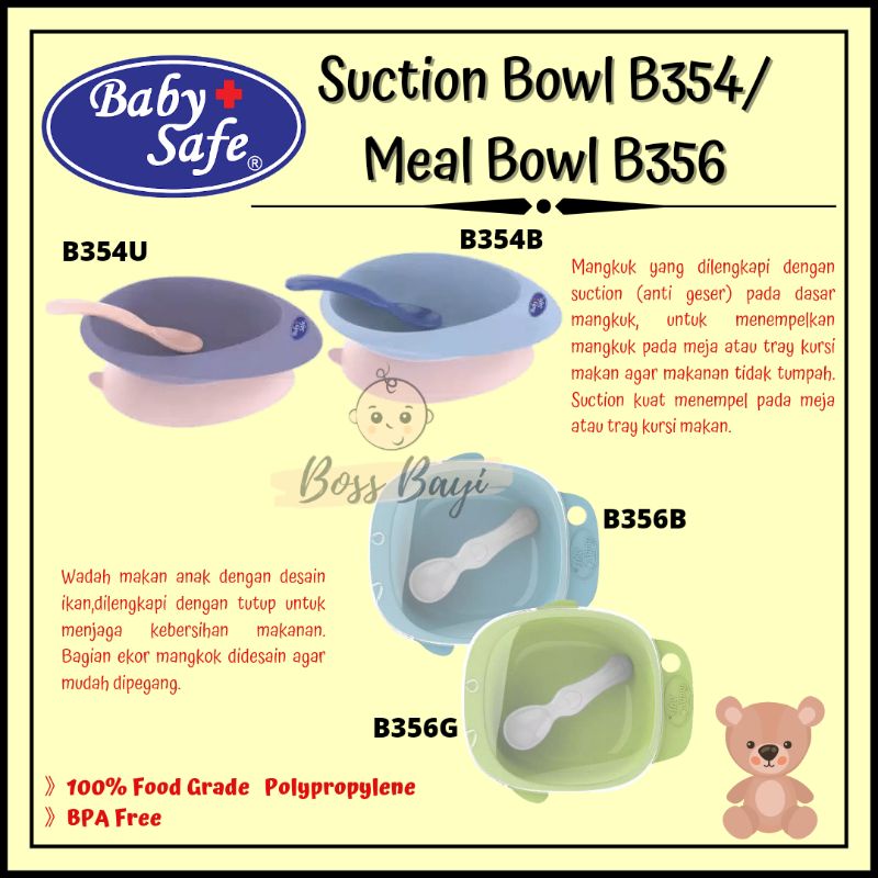 BABY SAFE Suction Bowl B354 / Meal Bowl B356 Mangkok Makan Bayi Anak