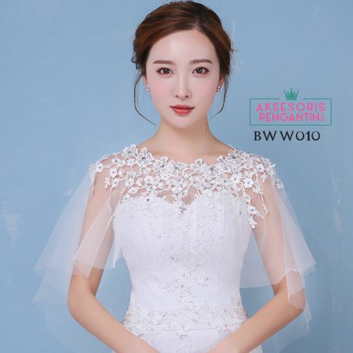 [PRODUK TERBATAS] BOLERO PENGANTIN BROKAT KOREA AKSESORIS WEDDING LACE PUTIH BWW010