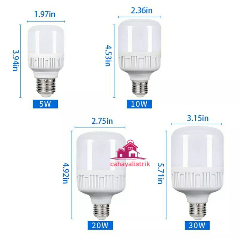 Lampu LED 5W 10W 20W 30W Bulb Jumbo Tabung 30W Kapsul Super Terang Putih