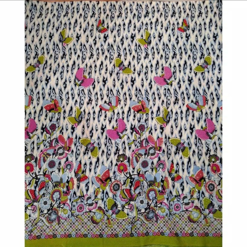 Kain Batik Solo (alusan Limited Stock) Motif Megamendung Kupu-kupu Warna Biru