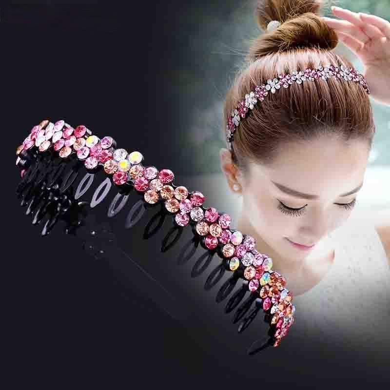 Bando Fashion Color Diamond Headband Temperament Retro Non-slip Hairband Women Hair Accessories