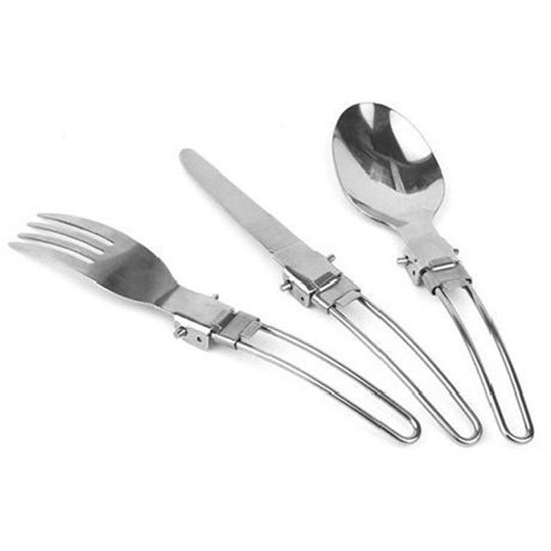 Sendok Garpu Pisau Lipat Portable 3 In 1 Set Cutlery Stainless Steel