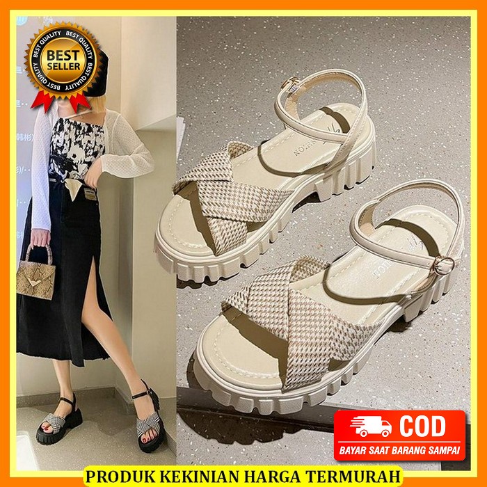 Wedges Wanita Pesta Terbaru Kondangan Casual Wejes Weges Wedjes E5C2 Sepatu Wedges Guci Tali Merah S