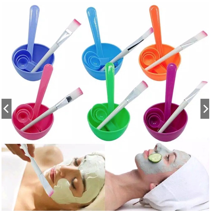 Mangkok Masker DIY 4 IN 1 Mangkok Masker Set Lengkap Mask Bowl Cosmetic Brush Kuas Masker