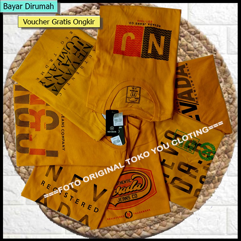 [MOTIF RANDOM] Kaos Oblong Cowo Nevada Full Tag Lengan Pendek M.L.XL Warna random