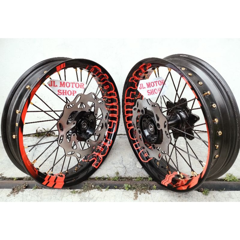 VELG SUPERMOTO SUPER MOTO HONDA CRF 150 CRF150 L KLX D-TRACKER 150 KLX150 WR155 WR 155 CUSTOM TULISAN SUPERMOTO VELG PROTECH