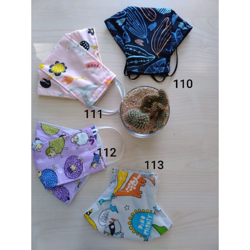 Masker kain earloop/headloop motif dewasa/anak