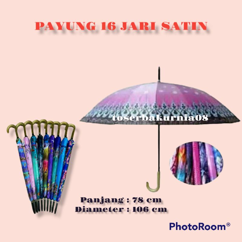 Payung 16 Jari Satin | Payung Motif | Payung Satin