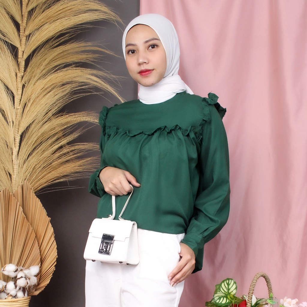 RX Fashion - Blouse Lolla I LAVANYA I Made top //Blouse Wanita -R1-HIJAU BOTOL