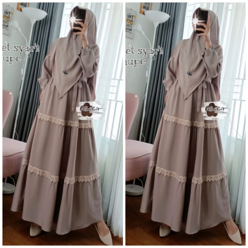 [GAMIS SET JUMBO ATHATA] DEEPTAUPE SERIES NAFINNA SET SYAR'I/SHANUM SET SYAR'I ORI ATHATA EXCLUSIVE