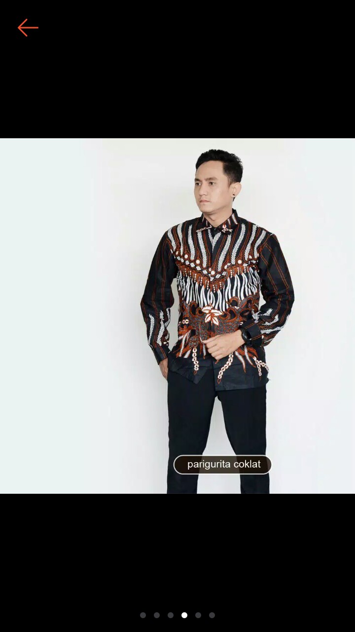 Trolistore Grosir Kemeja Batik Pria Lengan Panjang Motif Parigurita Merah Biru Hijau Coklat Kuning