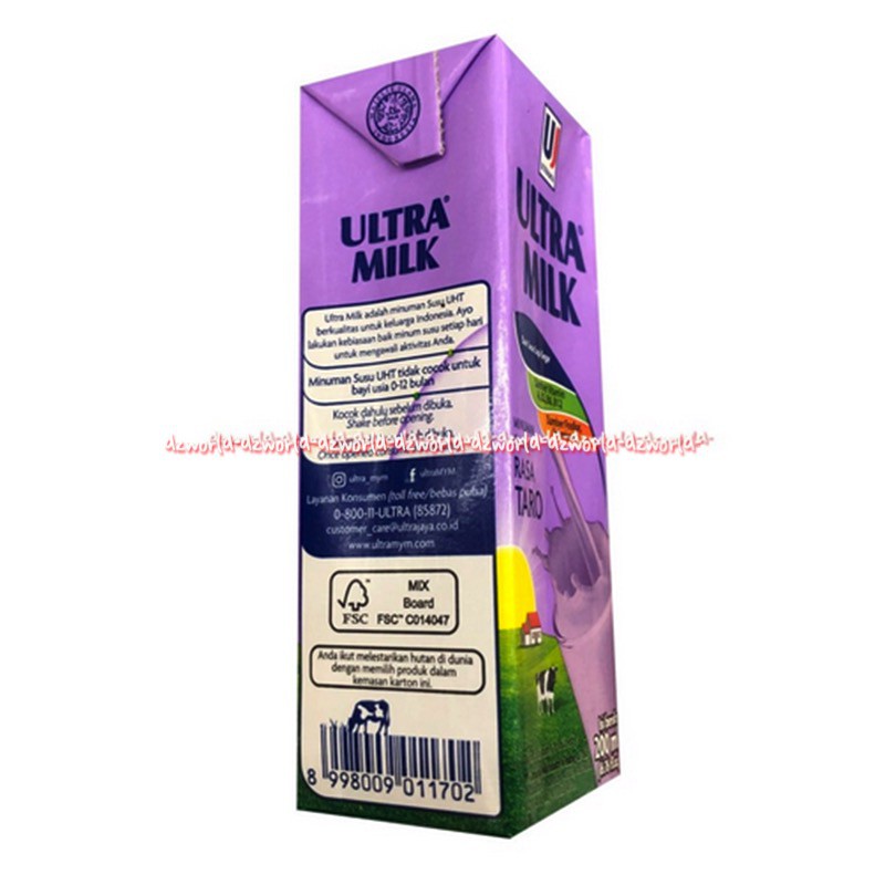 Ultra Milk 200ml Susu UHT Full Cream Susu Ultra Siap Minum Ful Krim Susu Putih Ultramilk Ultra Milks Rasa Plain Caramel Coklat Taro Low Fat Original