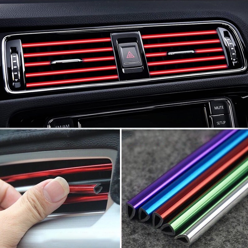 10 Pcs Strip Decal Warna Chrome Untuk Dekorasi Kisikisi Ac Dan Dashboard Mobil