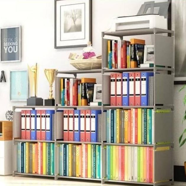 Iu834 Rak Buku 3 Sisi Serbaguna Book Rack Office Portable Bongkar Pasa Zays.Official
