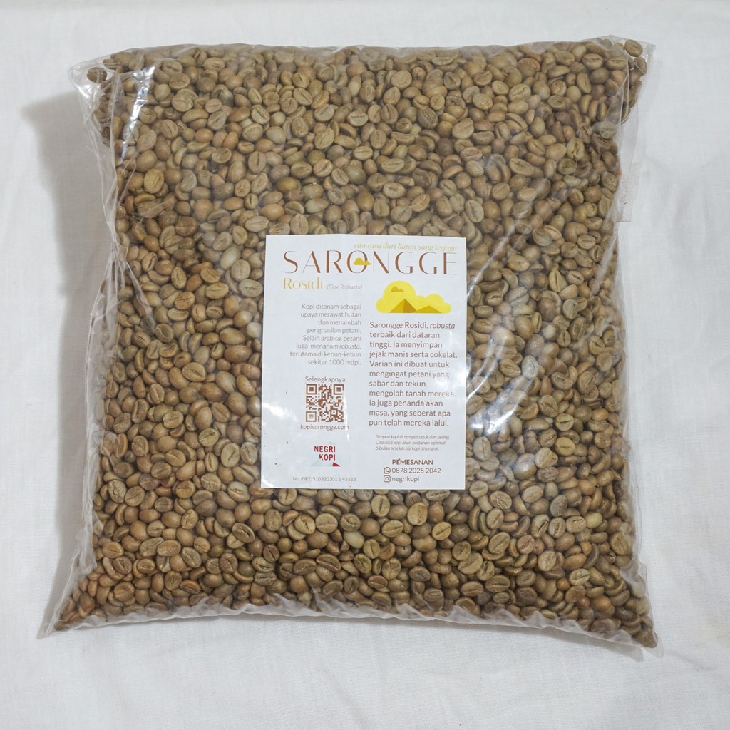 

Kopi Sarongge Rosidi - Fine Robusta - Green Beans 1 kg by Negri Kopi