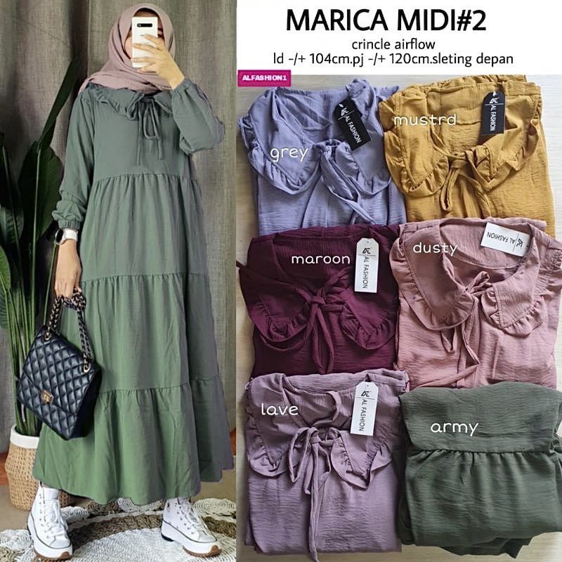 MARICA MIDI DRESS WANITA CRINKLE AIRFLOW / Dress Airflow/ Dress Wanita TERBARU/ Dress Lebaran