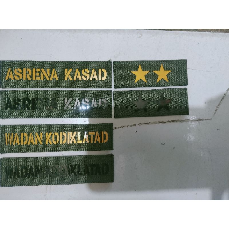 Patch laser nama + pangkat topi pdl dan pdh