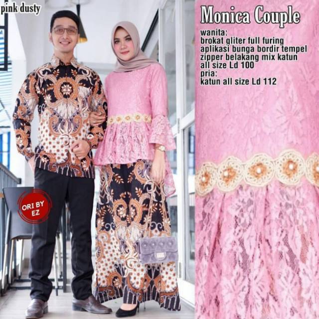 Couple Gamis Batik Kombinasi Brokat Shopee Indonesia