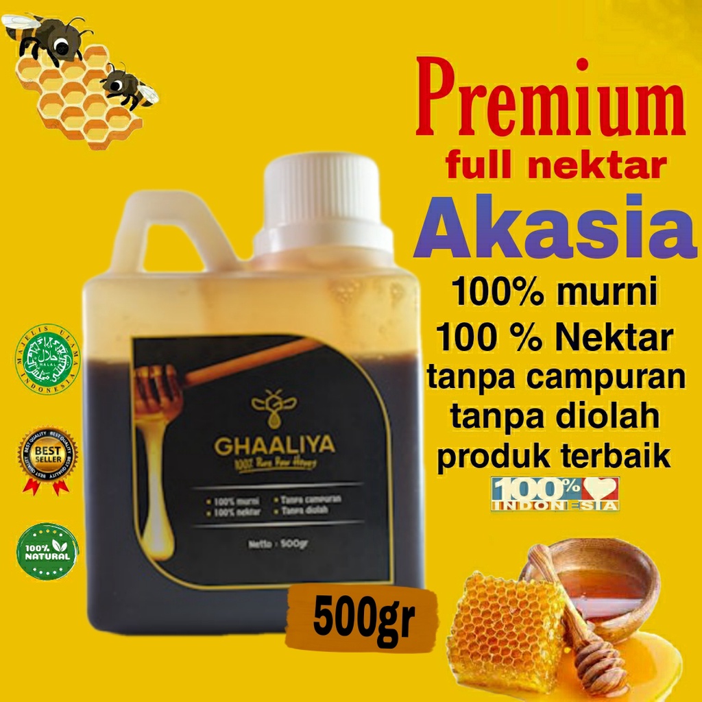 

Madu Ghaaliya Murni Asli 100% Nektar Bunga Akasia Carpa premium terbaik 500gr original